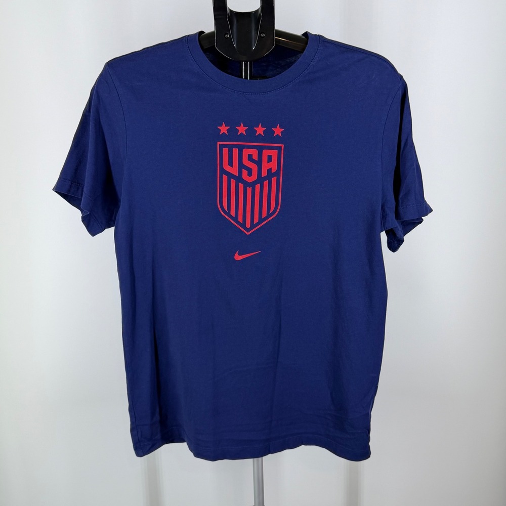 Nike USA Soccer USWNT Crest T-Shirt Mens  Navy Blue 4 Star Tee M